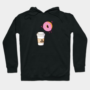 Jumping donut on coffee design Hoodie